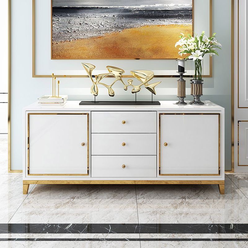 Glam Sideboard Buffet 3 cassetti e 2 mobili porte Sideboard specchio