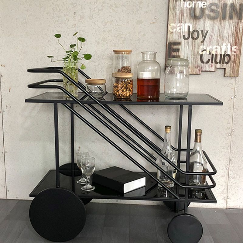 Table de préparation à verre rectangulaire moderne table de préparation à la maison avec roues