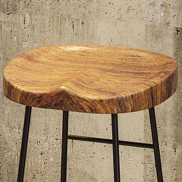 Black Iron Bar Stool Industrial Style Wood Backless Counter Stool with Saddle Seat Clearhalo 'Bar Furniture' 'Bar Stools' 'bar_stools' 'furniture_bar_stools' 'Kitchen & Dining Furniture' 'kitchen&dining_furn' 'kitchen' 'kitchen_furn' Furniture' 1200x1200_1bd7cb33-ee16-40a6-a391-370ce5de967b