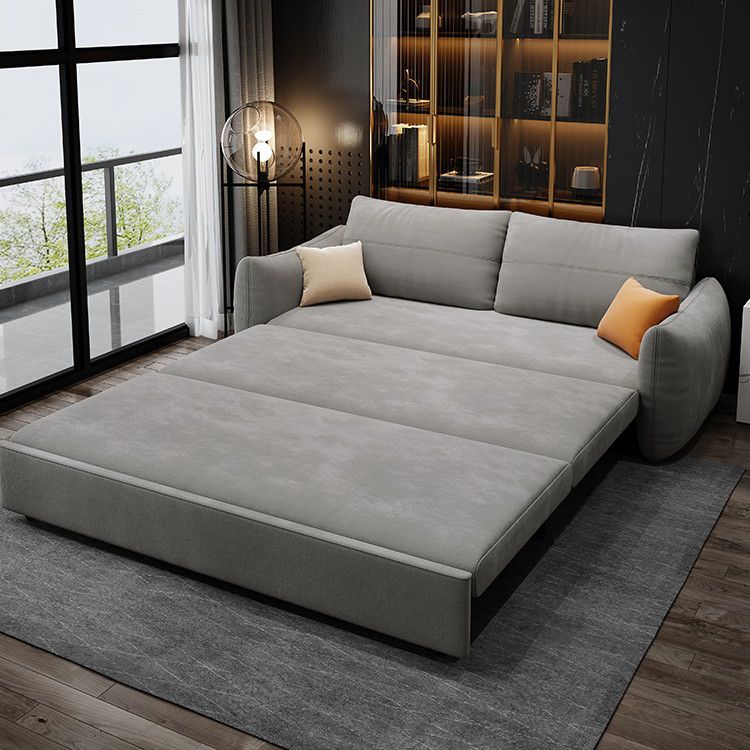 Cama de sofá resistente a manchas estándar de brazo cuadrado contemporáneo en gris
