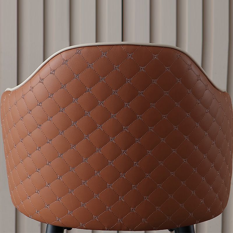 Glam Leder-Barhocker mit Rückenlehne und Metallbeinen