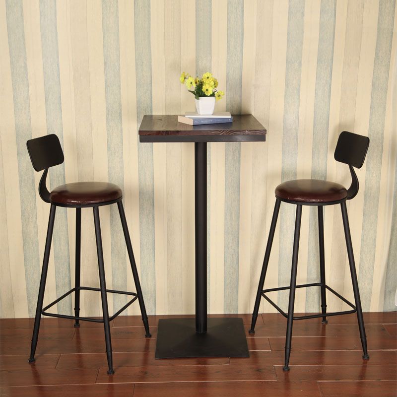 Industrial Backrest Armless Counter Stool Iron Cafe Bar Stool with Seat and Pedal