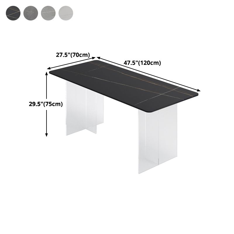 Modern Dining Table Rectangle Sintered Stone Table with Acrylic Base for Kitchen Clearhalo ' dining_table' 'Dining Tables & Seating' 'Dining Tables' 'furn' 'furn_dining_table' 'Furniture' 'furniture_dining_table' 'Kitchen & Dining Furniture' 'kitchen&dining_furn' 'kitchen' 'kitchen_dining_table' 1200x1200_1bdcc714-ba4b-457f-90d5-5e7901fc28b9