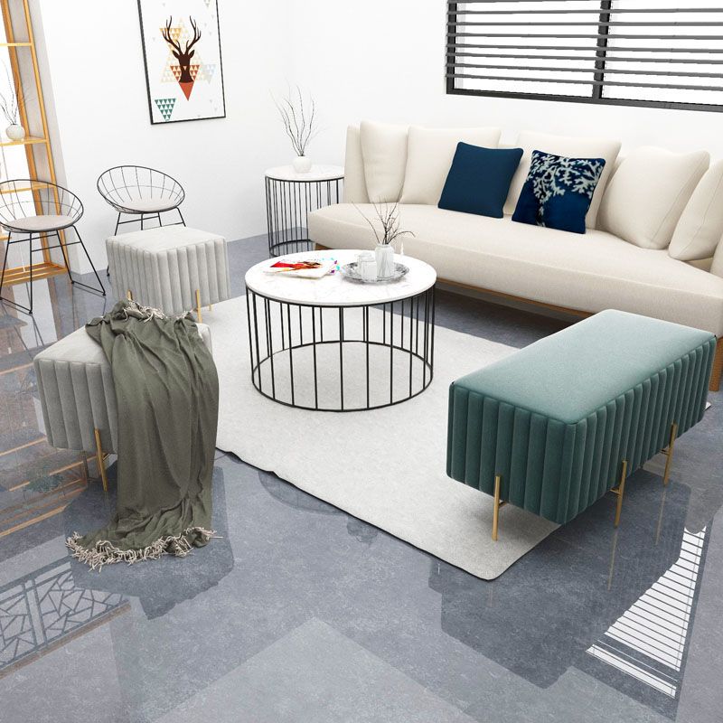 Glam Entryway Bench Cushioned Metal Seating Bench with Metal Legs Clearhalo 'Benches' 'Chairs & Seating' 'furn' 'furn_benches' 'Furniture' 'Living Room Furniture' 1200x1200_1bdcff76-1d03-4bbe-8450-9ea10f947426