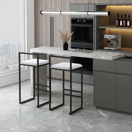 Modern Backrest Armless Counter Stool Iron Cafe Bar Stool with Velvet Cushion and Pedal Clearhalo 'Bar Furniture' 'Bar Stools' 'bar_stools' 'furn' 'furn_bar_stools' 'Furniture' 'furniture_bar_stools' 'Kitchen & Dining Furniture' 1200x1200_1bdda791-9aa9-4433-85f3-41d78afd12bd