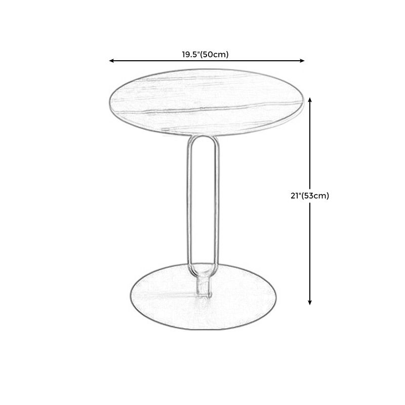 Round Marble Top End Table Metal Pedestal Sofa Side End Table for Living Room