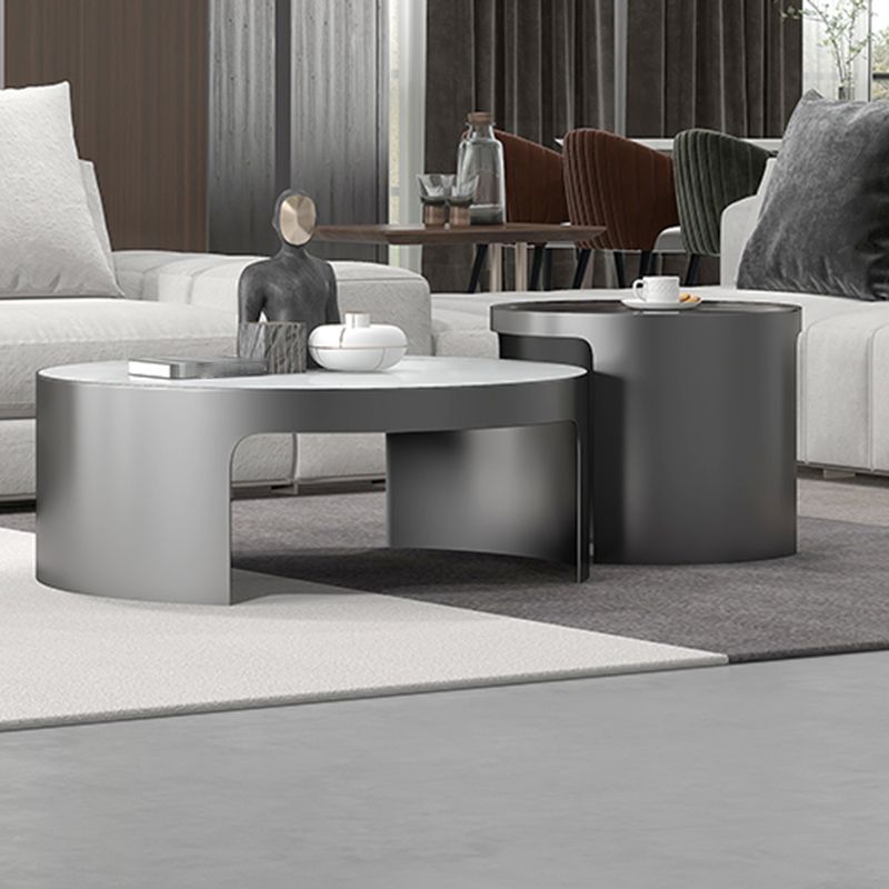 Sled 2 Nesting Coffee Table Contemporary Round Stone Cocktail Table Clearhalo 'Coffee & Accent Tables' 'Coffee Tables' 'coffee_tables' 'furn' 'furn_coffee_tables' 'Furniture' 'Living Room Furniture' 1200x1200_1be033dc-19e1-4ef4-aa63-f10450e4b701