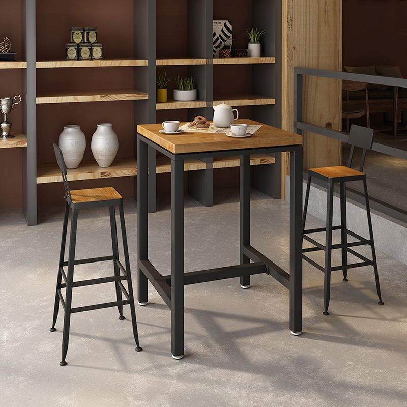 Industrial Wood Indoor Pub Bar Table Black Iron Bar Dining Table with 4-Prong Pedestal Clearhalo 'Bar Furniture' 'Bar Tables' 'bar_tables' 'furn' 'furn_bar_tables' 'Furniture' 'furniture_bar_tables' 'Kitchen & Dining Furniture' 1200x1200_1be03481-c089-46ef-970a-6724ded3d36f