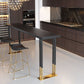 Black Wood Top Bar-height Table with Gold Legs and Metal Base Bar Table