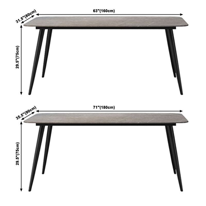 Simplicity Style Sintered Stone Dining Table 4 Legs Carbon Steel Base Rectangle Table for Home Clearhalo ' dining_table' 'Dining Tables & Seating' 'Dining Tables' 'furn' 'furn_dining_table' 'Furniture' 'furniture_dining_table' 'Kitchen & Dining Furniture' 'kitchen&dining_furn' 'kitchen' 'kitchen_dining_table' 1200x1200_1be382bf-9c30-4a1a-8855-db7281d7d110