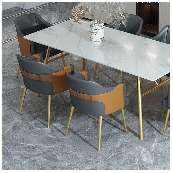 Silla de comedor de cuero tapizado de comedor de estilo glamoroso