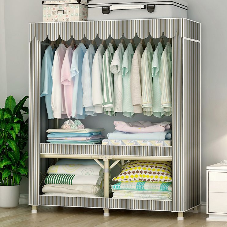 Contemporary Style Steel Wardrobe Cloth Rod Included Wardrobe Closet with Legs Clearhalo 'Armoires & Wardrobes' 'armoires_wardrobes' 'Bedroom Furniture' 'furn' 'furn_armoires_wardrobes' 'Furniture' 1200x1200_1be6a64e-da5a-4f68-b8c4-a0af7ecfc81e