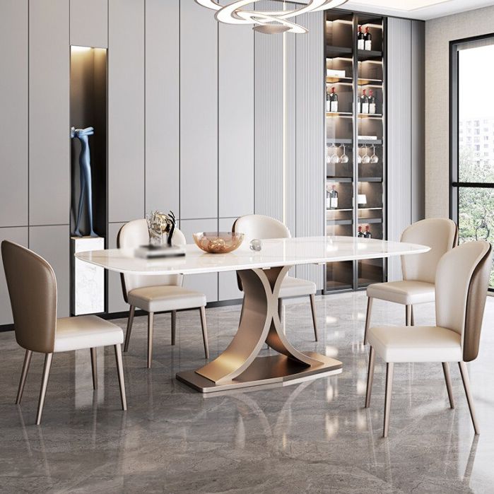 Luxury Sintered Stone Top Dining Set Rectangle 1/4/5/6 Pieces Dining Table with Chairs Clearhalo 'Dining Room Sets' 'Dining Tables & Seating' 'dining_room_set' 'furn' 'furn_dining_room_set' 'Furniture' 'furniture_dining_room_set' 'Kitchen & Dining Furniture' 1200x1200_1be756d1-6ac6-48d4-b222-4e105efac14a