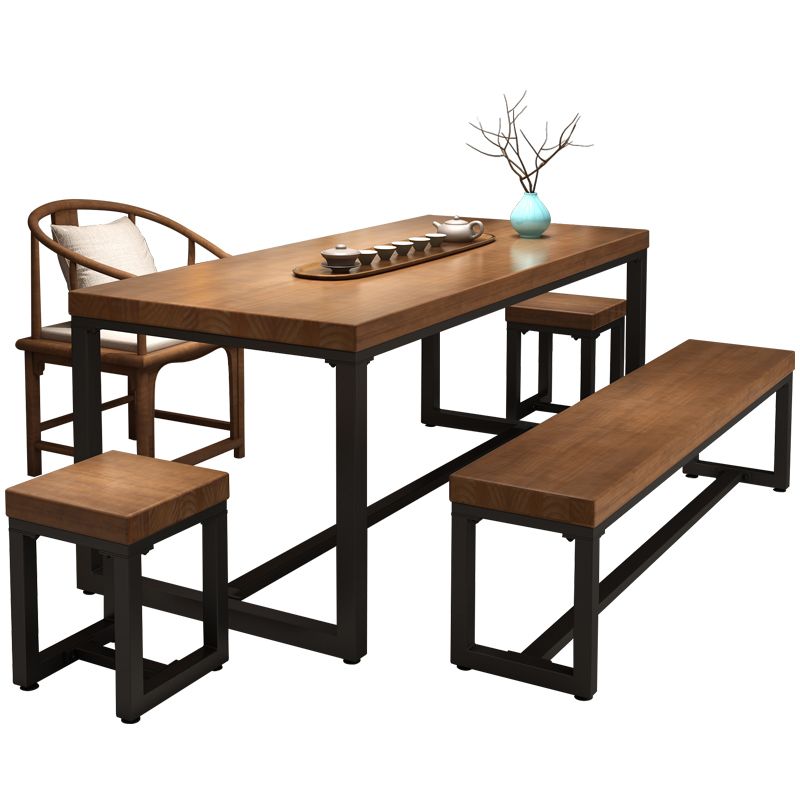 Industrial Rectangle Dining Table Pine Solid Wood Table with Trestle Base for Home Kitchen Dinner Clearhalo ' dining_table' 'Dining Tables & Seating' 'Dining Tables' 'furn' 'furn_dining_table' 'Furniture' 'furniture_dining_table' 'Kitchen & Dining Furniture' 'kitchen&dining_furn' 'kitchen' 'kitchen_dining_table' 1200x1200_1be7c8ac-5e13-4e2c-bc8d-4c55ad38e28b
