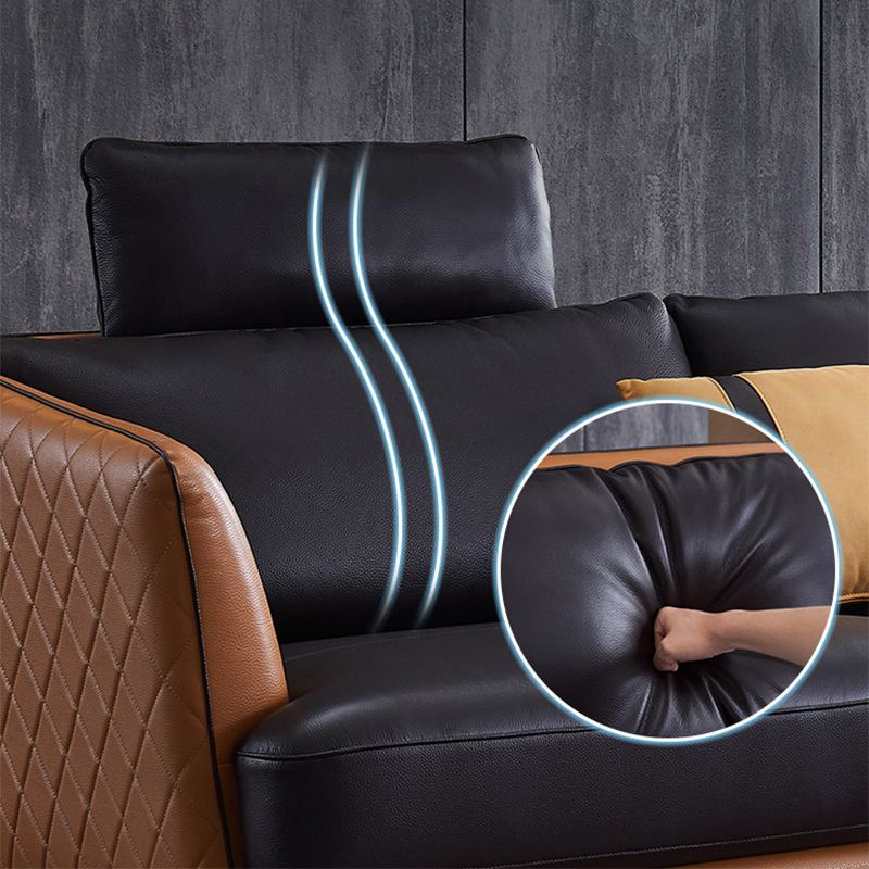 Veurs de cuir authentiques du milieu du siècle sectionnelle en baisse et chaise en marron en marron