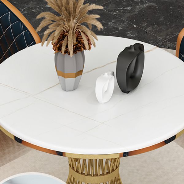 Round Sintered Stone Two-Color Dining Table Glam Pedestal Table for Dining Room Clearhalo ' dining_table' 'Dining Tables & Seating' 'Dining Tables' 'furn' 'furn_dining_table' 'Furniture' 'furniture_dining_table' 'Kitchen & Dining Furniture' 'kitchen&dining_furn' 'kitchen' 'kitchen_dining_table' 1200x1200_1be805f1-4ef1-4f8e-9900-9795406a122d
