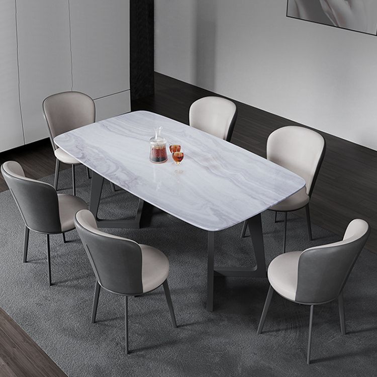 Contemporary Dining Room Side Chairs Matte Finish Leather Curved Parsons Chair Clearhalo ' kitchen&dining_furn' 'Dining Chairs' 'Dining Tables & Seating' 'dining_chair' 'furn' 'furn_dining_chair' 'Furniture' 'furniture_dining_chair' 'Kitchen & Dining Furniture' 'kitchen' 1200x1200_1be99516-2953-4be7-a795-b7390fcfc772