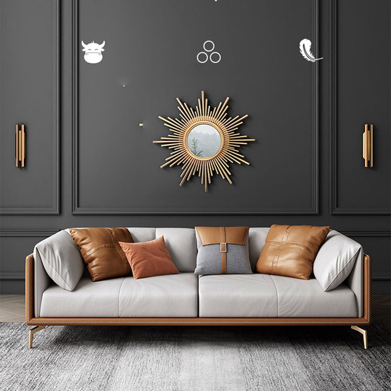 現代的な本物の革枕トップアームソファクッション標準ソファ