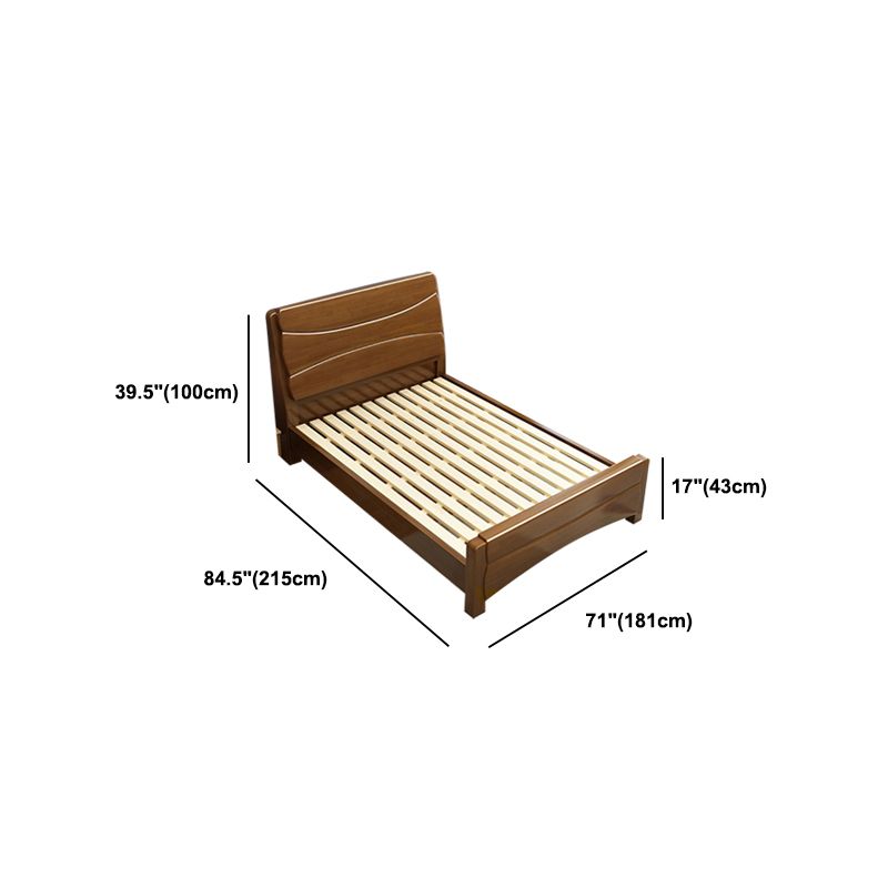 84.65 inch Wide Traditional Bed Frame Rubberwood Standard Bed with Headboard