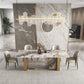 Traditional Luxury Double Pedestal Table Stainless Steel Base Rectangle Dinner Table Clearhalo 'Dining Tables & Seating' 'Dining Tables' 'dining_table' 'furn' 'furn_dining_table' 'Furniture' 'Kitchen & Dining Furniture' 1200x1200_1beb2805-1c1e-4d42-b6cc-668999c31655