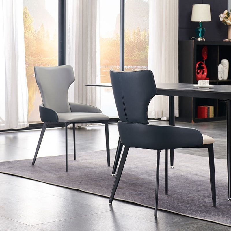 Contemporary Home Arm Chair Wingback Upholstered Metal Dining Room Chair Clearhalo ' kitchen&dining_furn' 'Dining Chairs' 'Dining Tables & Seating' 'dining_chair' 'furn' 'furn_dining_chair' 'Furniture' 'furniture_dining_chair' 'Kitchen & Dining Furniture' 'kitchen' 1200x1200_1beb328c-5422-45b4-9081-3b159358ae98