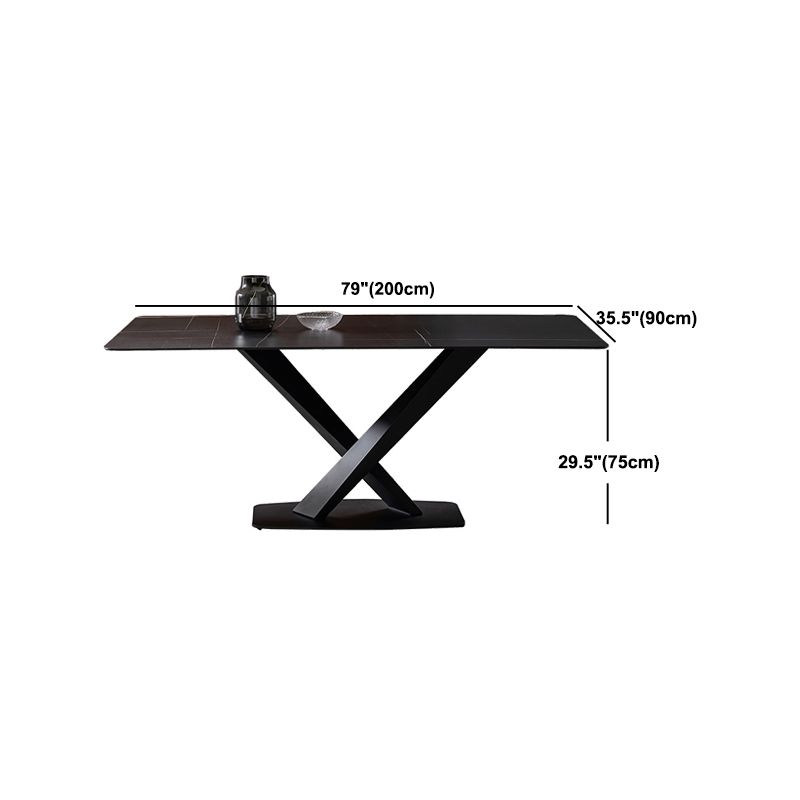 Modern Style Black Sintered Stone Dining Table Set Rectangle 1/4/5 Pieces Dining Set Clearhalo 'Dining Room Sets' 'Dining Tables & Seating' 'dining_room_set' 'furn' 'furn_dining_room_set' 'Furniture' 'Kitchen & Dining Furniture' 1200x1200_1beb593e-ed75-45fd-a52c-ad465e165cdf
