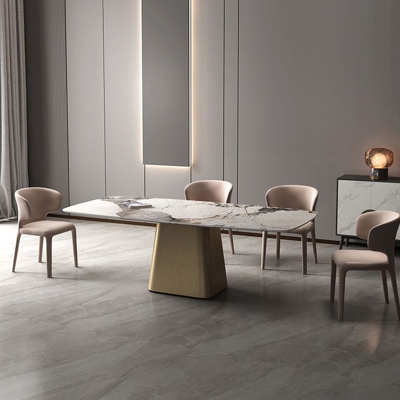 Modern Dining Table Stone Top Table with Stainless Steel Pedestal Base Clearhalo ' dining_table' 'Dining Tables & Seating' 'Dining Tables' 'furn' 'furn_dining_table' 'Furniture' 'furniture_dining_table' 'Kitchen & Dining Furniture' 'kitchen&dining_furn' 'kitchen' 'kitchen_dining_table' 1200x1200_1becff4c-d39a-46d6-8e80-c0008ee1aa20