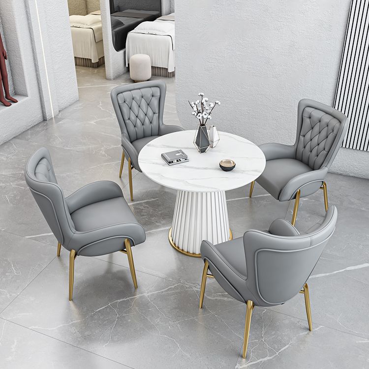 Glam 1/5 Pieces Dining Set Round Stone Dining Table for Kitchen Clearhalo 'Dining Room Sets' 'Dining Tables & Seating' 'dining_room_set' 'furn' 'furn_dining_room_set' 'Furniture' 'furniture_dining_room_set' 'Kitchen & Dining Furniture' 1200x1200_1bee2998-659a-422d-ad47-e1f60f469645