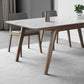 Mesa de comedor rectangular industrial Mesa de piedra sinterizada con patas de madera