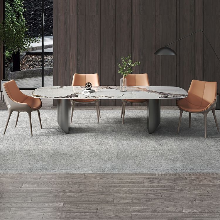 Luxury Sintered Stone Top Dining Table Rectangle Table with Double Pedestal Clearhalo ' dining_table' 'Dining Tables & Seating' 'Dining Tables' 'furn' 'furn_dining_table' 'Furniture' 'furniture_dining_table' 'Kitchen & Dining Furniture' 'kitchen&dining_furn' 'kitchen' 'kitchen_dining_table' 1200x1200_1bf3adec-f335-4fea-b7d4-af2e4e57b703