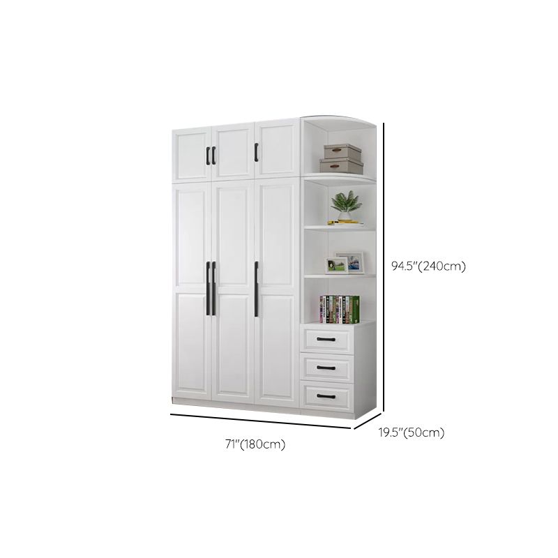 Freestanding Wood Frame Wardrobe Modern Hinged Soft Close Doors Wardrobe and Drawers Clearhalo 'Armoires & Wardrobes' 'armoires_wardrobes' 'Bedroom Furniture' 'furn' 'furn_armoires_wardrobes' 'Furniture' 1200x1200_1bf5dc5d-3d61-45d4-bf1b-c316080fd37f