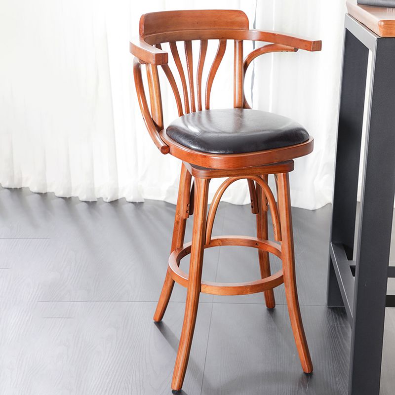 Tabouret de comptoir en bois massif glamour tabouret de bar à barre en cuir faux en cuir
