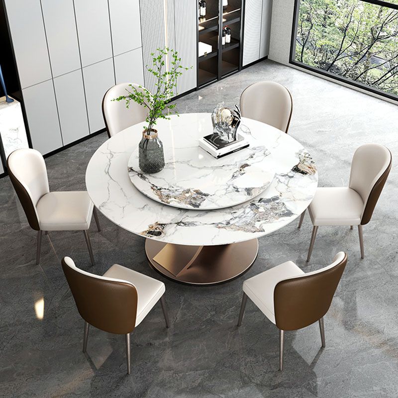 Glam Sintered Stone Dining Table Round Dinner Room Table for Dining Room Clearhalo 'Dining Tables & Seating' 'Dining Tables' 'dining_table' 'furn' 'furn_dining_table' 'Furniture' 'furniture_dining_table' 'Kitchen & Dining Furniture' 'kitchen' 'kitchen_dining_table' 1200x1200_1bf90883-29a3-4b24-b2e0-e5778afb248e