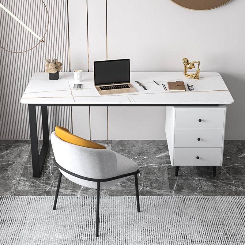 Desca di ufficio contemporanea 23.62 "scrivania rettangolare con 3-cassetti