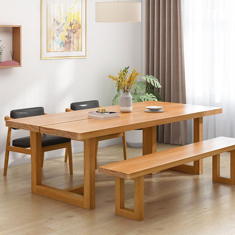 Pine Wood Dining Table Contemporary Table with Double Pedestal Base Clearhalo 'Dining Tables & Seating' 'Dining Tables' 'dining_table' 'furn' 'furn_dining_table' 'Furniture' 'Kitchen & Dining Furniture' 1200x1200_1bfb6caf-a036-4ce3-801c-a6d0808d6c69