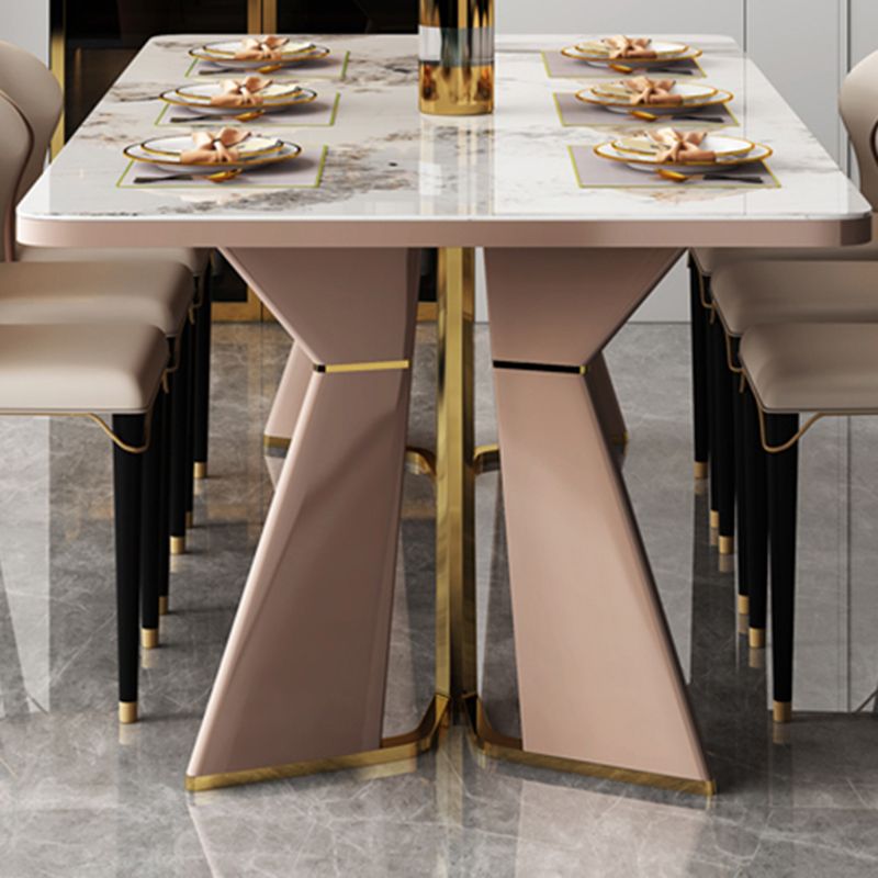Glam Style Eetkamertafel Stenen Rechthoekige Eettafel in Wit