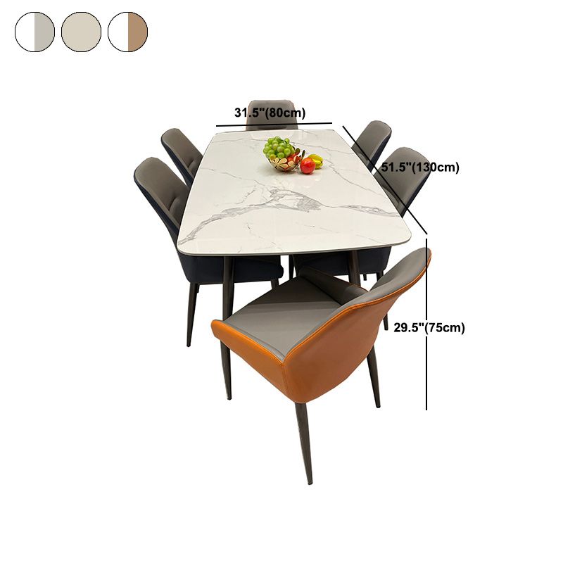 Mesa de comedor de piedra rectangular 4 patas Muebles de 4 patas Base de metal para el hogar