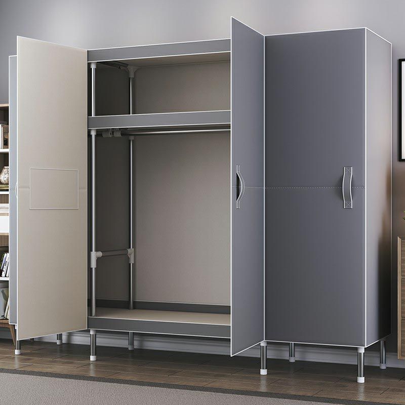 Cloth Cabinet Steel Pipe Wardrobe Cabinet, Modern 3-door Wardrobe Armoire Clearhalo 'Armoires & Wardrobes' 'armoires_wardrobes' 'Bedroom Furniture' 'furn' 'furn_armoires_wardrobes' 'Furniture' 1200x1200_1c00ed90-ea9c-45f6-bc6a-0d016ee0119f