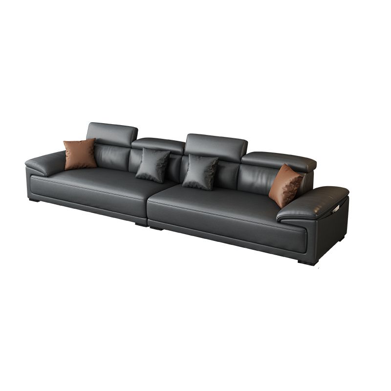 Black Faux Leather Sofa 33.46" H Pillow Top Arm Sofa & Chaise Clearhalo 'furn' 'furn_sectionals' 'Furniture' 'furniture_sectionals' 'Living Room Furniture' 'Sectionals' 1200x1200_1c023da3-8f2e-439f-8e16-3ff99ca82cdb