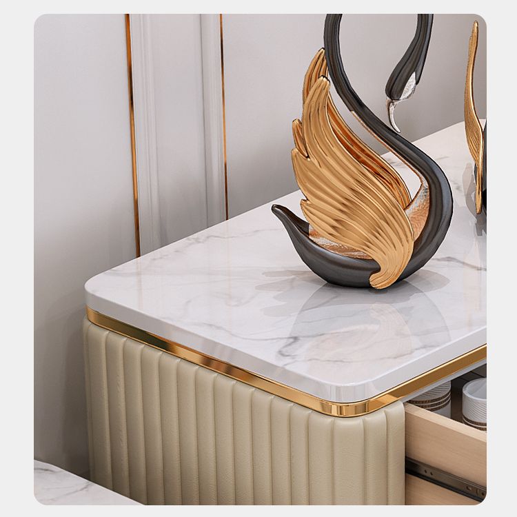 Buffet en pierre moderne du plateau blanc avec tiroir pour salle à manger