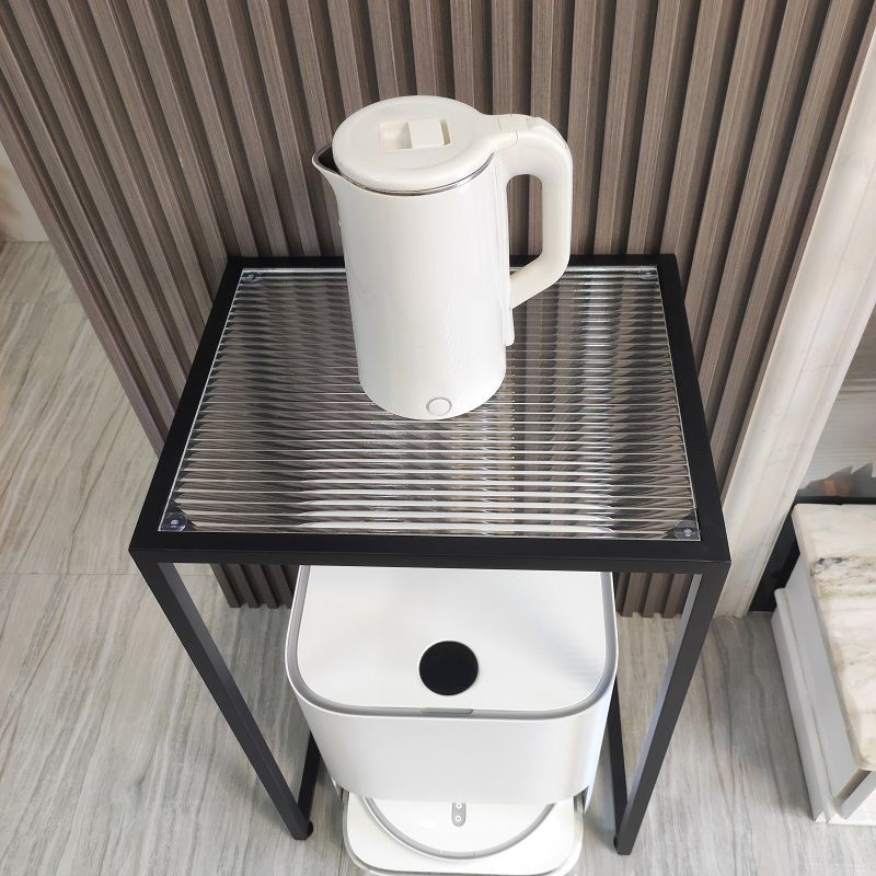 31.5" Tall Rectangular Clear Glass End Table Modern Frame Side Table