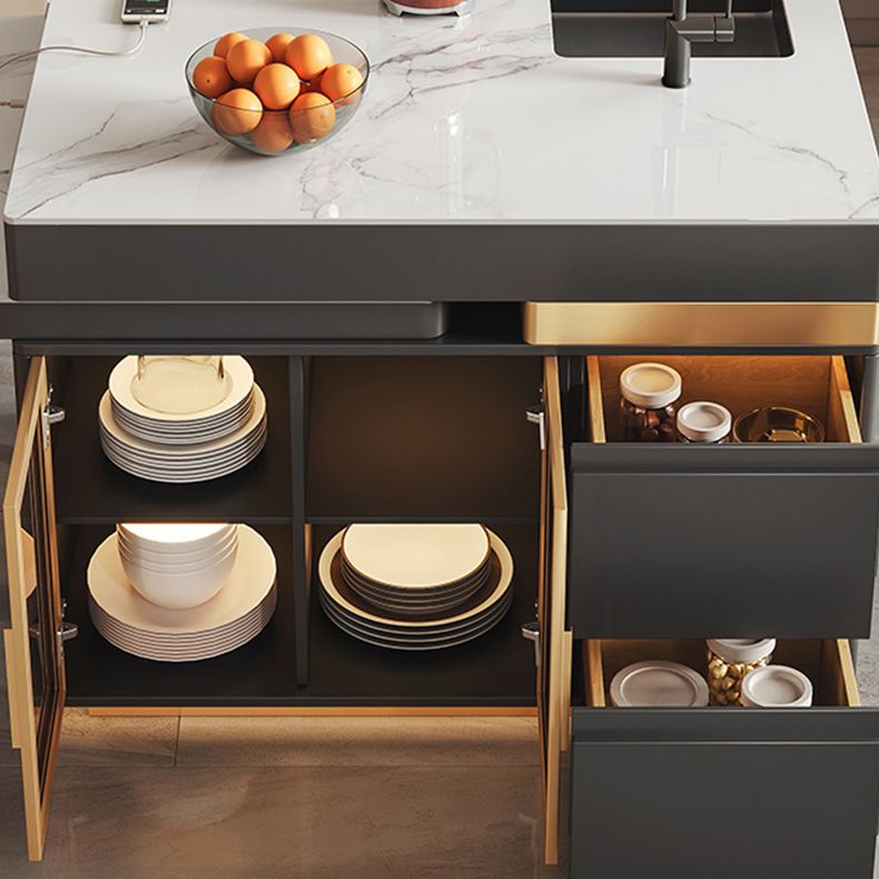 Modern Rectangle Dining Table Sintered Stone Dinner Table with Acrylic Base Clearhalo 'Dining Tables & Seating' 'Dining Tables' 'dining_table' 'furn' 'furn_dining_table' 'Furniture' 'Kitchen & Dining Furniture' 1200x1200_1c04fab6-9519-4701-a8a8-f610cb7de368