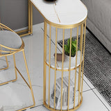 Glam White Stone Pub Bar Table Indoor Iron Double Pedestal Bar Dining Table with 2-Shelf Clearhalo 'Bar Furniture' 'Bar Tables' 'bar_tables' 'furn' 'furn_bar_tables' 'Furniture' 'furniture_bar_tables' 'Kitchen & Dining Furniture' 1200x1200_1c056574-8a61-44ea-814c-96704cba119f