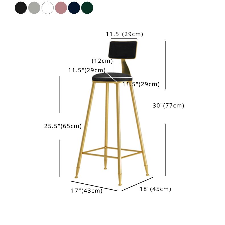 Nordic Style Bar-stool Round Counter Bar Stool with Metal Legs for Kitchen Clearhalo 'Bar Furniture' 'Bar Stools' 'bar_stools' 'furn' 'furn_bar_stools' 'Furniture' 'Kitchen & Dining Furniture' 1200x1200_1c059785-458e-4f45-b14c-3c66180308f2
