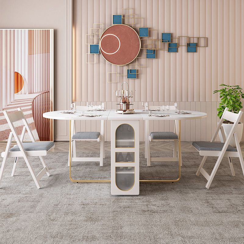 Contemporary Style Oval Dining Table Drop-Leaf Furniture ,15"L x 31.5"W x 29.5"H Clearhalo ' dining_table' 'Dining Tables & Seating' 'Dining Tables' 'furn' 'furn_dining_table' 'Furniture' 'furniture_dining_table' 'Kitchen & Dining Furniture' 'kitchen&dining_furn' 'kitchen' 'kitchen_dining_table' 1200x1200_1c06cf4b-2690-41b8-b27d-8371140057f1