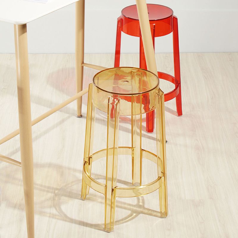 Industrial Backless Round Seat Acrylic Armless Bar Stool for Living Room Clearhalo 'Bar Furniture' 'Bar Stools' 'bar_stools' 'furn' 'furn_bar_stools' 'Furniture' 'Kitchen & Dining Furniture' 1200x1200_1c0784a1-1499-4f8b-b6a8-c974631e3847