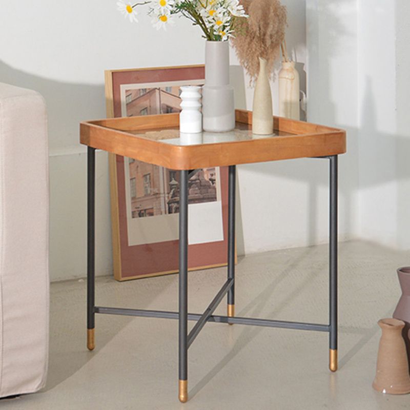 Modern Square Corner Table Cross Legs Side End Table for Living Room