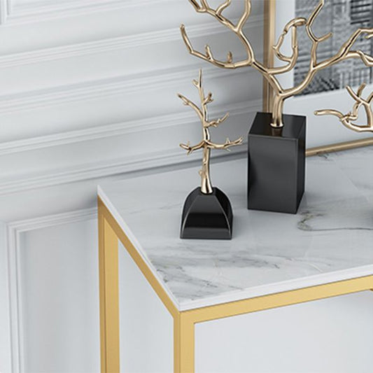 Stone Glam Accent Table 1-shelf 31.5" Tall Console Table for Hall