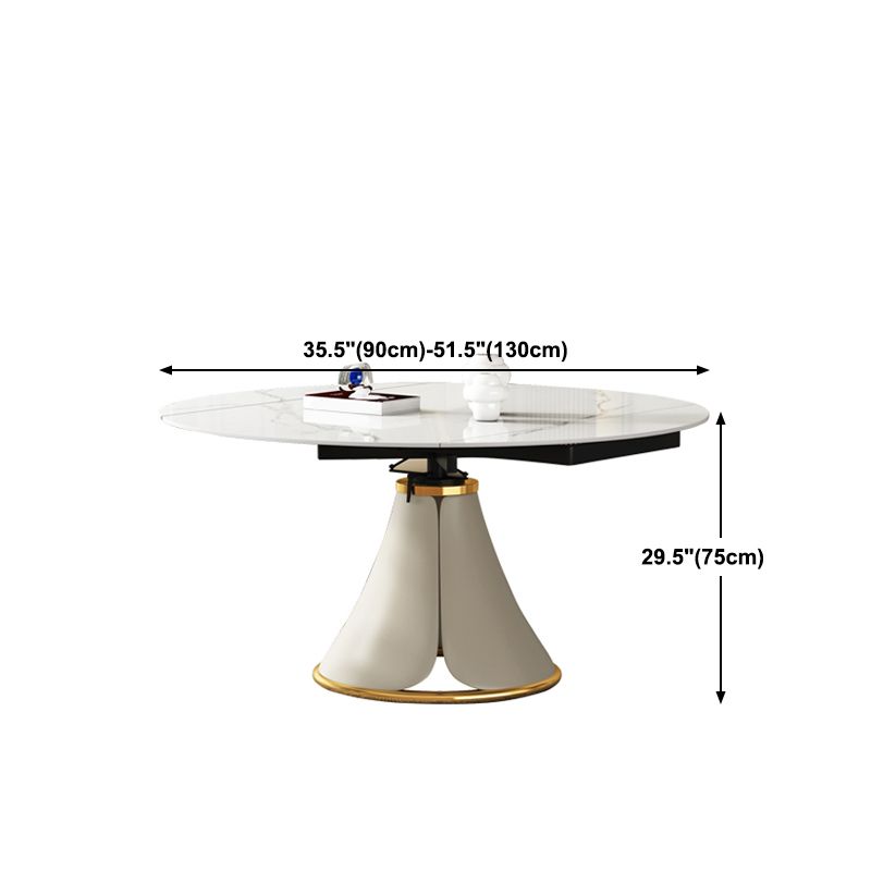 Glam 1/4/5/6/7/9 Pieces White Dining Table Set with Stone Top Round Scalable Dinette Set Clearhalo 'Dining Room Sets' 'Dining Tables & Seating' 'dining_room_set' 'furn' 'furn_dining_room_set' 'Furniture' 'furniture_dining_room_set' 'Kitchen & Dining Furniture' 'kitchen&dining_furn' 'kitchen' 1200x1200_1c102657-90d1-40fd-89ec-df25db089eb2