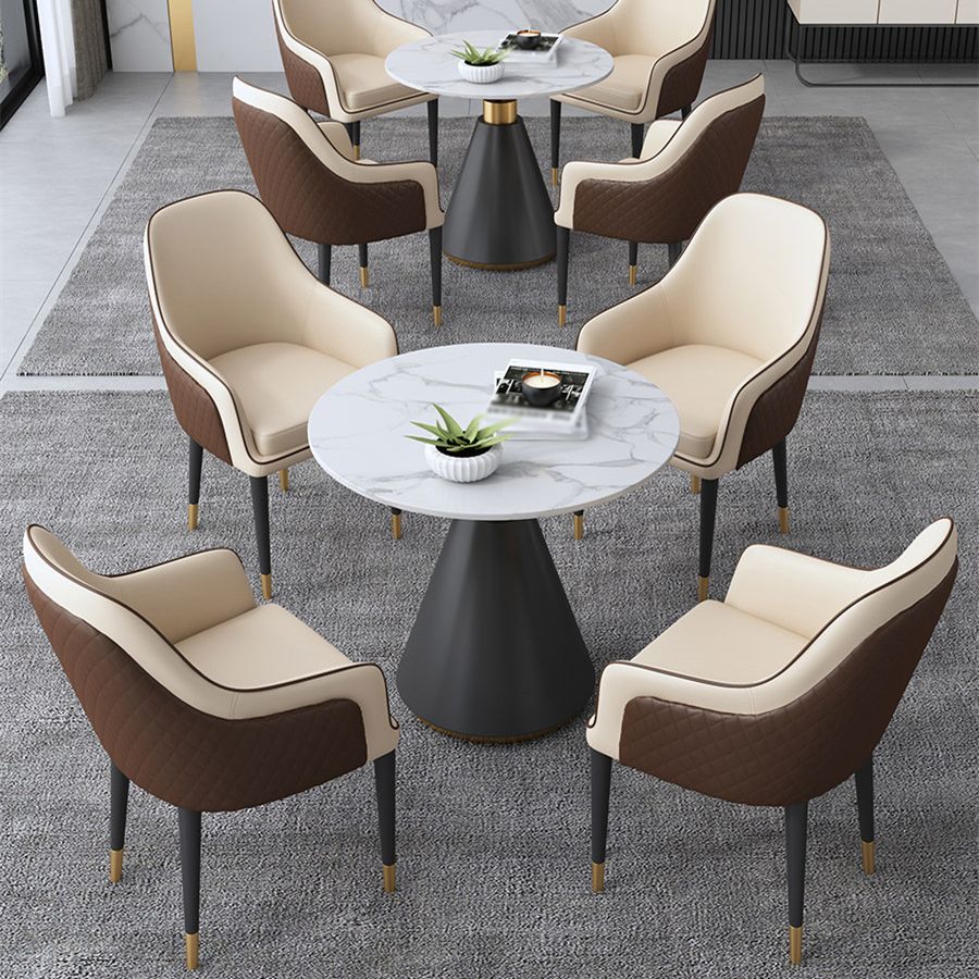 Glam Kitchen Dining Room Set Standard Height with Round Top and Metal Leg Dining Furniture Clearhalo 'Dining Room Sets' 'Dining Tables & Seating' 'dining_room_set' 'furn' 'furn_dining_room_set' 'Furniture' 'furniture_dining_room_set' 'Kitchen & Dining Furniture' 'kitchen&dining_furn' 'kitchen' 1200x1200_1c10843b-f11f-44e4-900d-bdec88561cbb